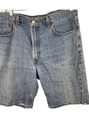 Levi's 505 Mens W38 Reg Fit Shorts Blue Denim Straight High Rise Zip Fly**FLAW